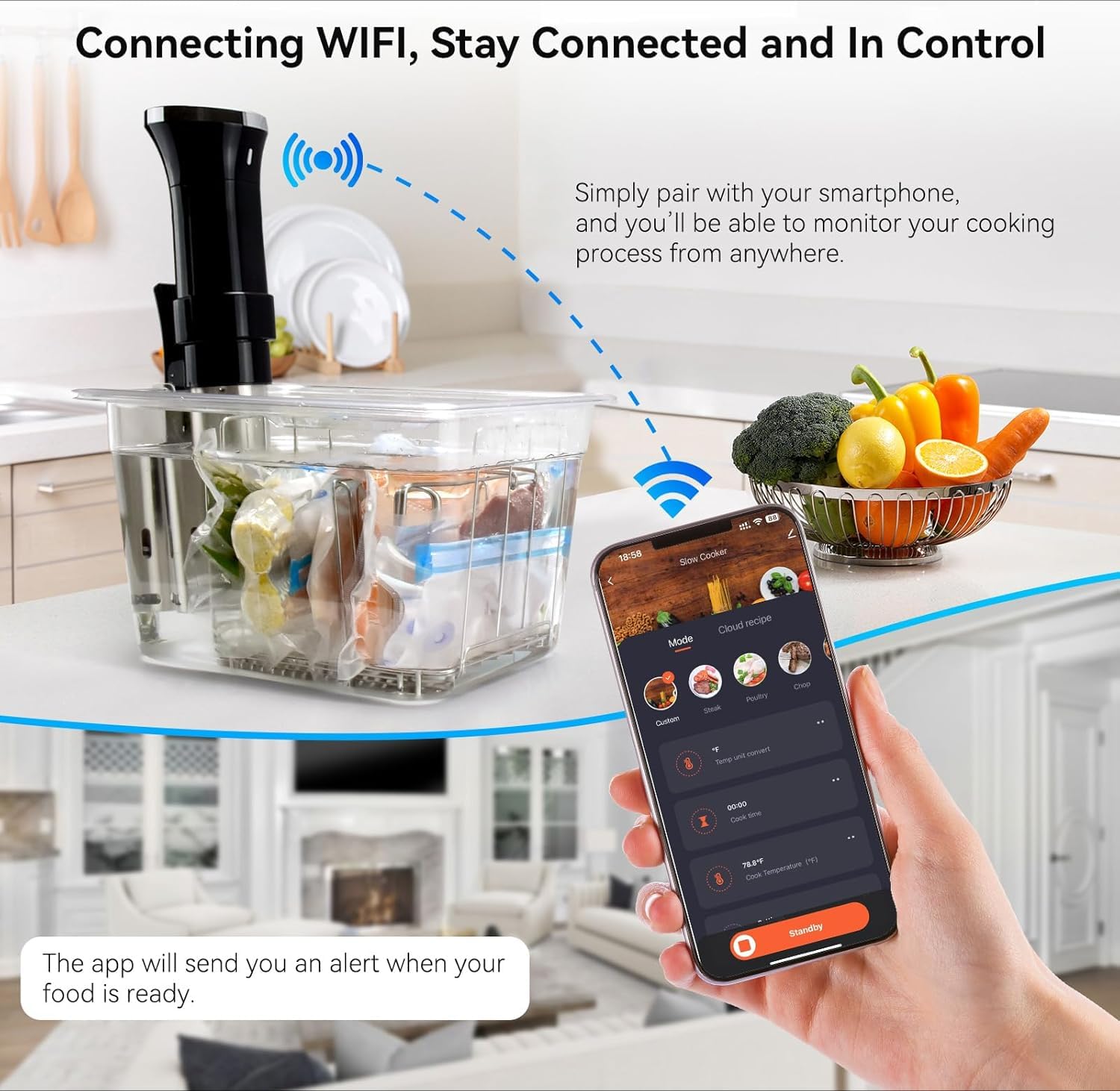 Cocina Sous Vide, circulador de inmersión de 1100 W para máquina Sous Vide, con pantalla táctil, control preciso de temperatura, cocina de precisión, perfecta para comidas tiernas y jugosas
