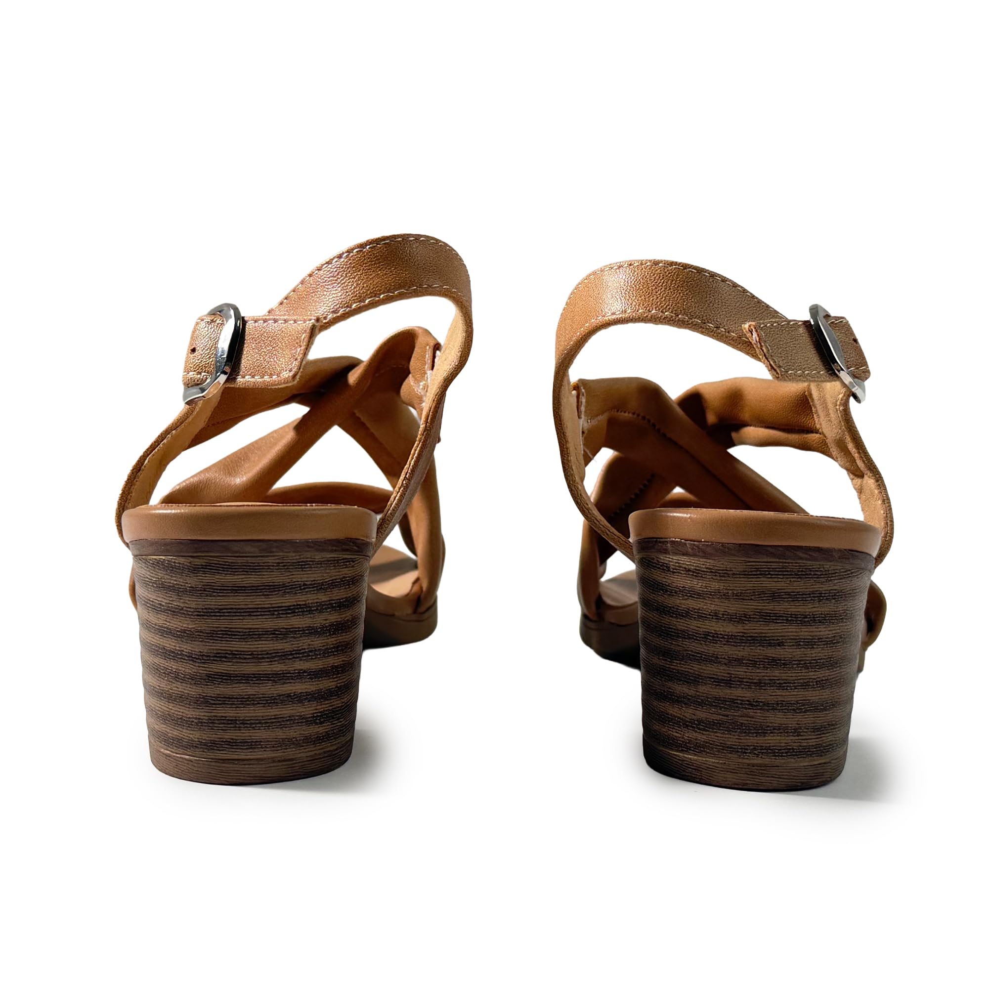 JOMIX Sandali Eleganti Donna con Tacco Largo Sandali Estivi con Fasce Incrociate e Cinturino Posteriore con Fibbia Scarpe Comode e Femminili per Ufficio Cerimonia e Tempo Libero