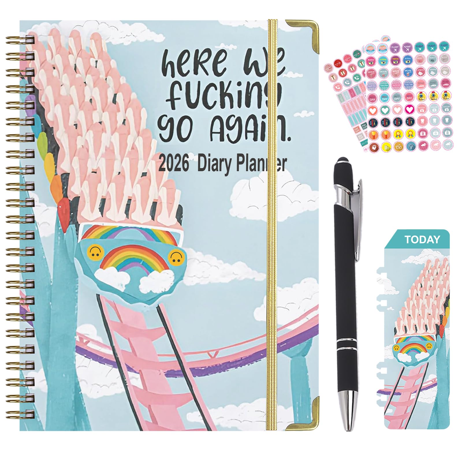 Twinsun 2027 Diary, Diary 2027 A5 Week to View Funny Weekly Monthly Planner Agenda 6.1" x 8.5" Hardcover with Tabs Notebook Jan 2027 - Dec 2027 for Work School Academic Schedule (H2027)