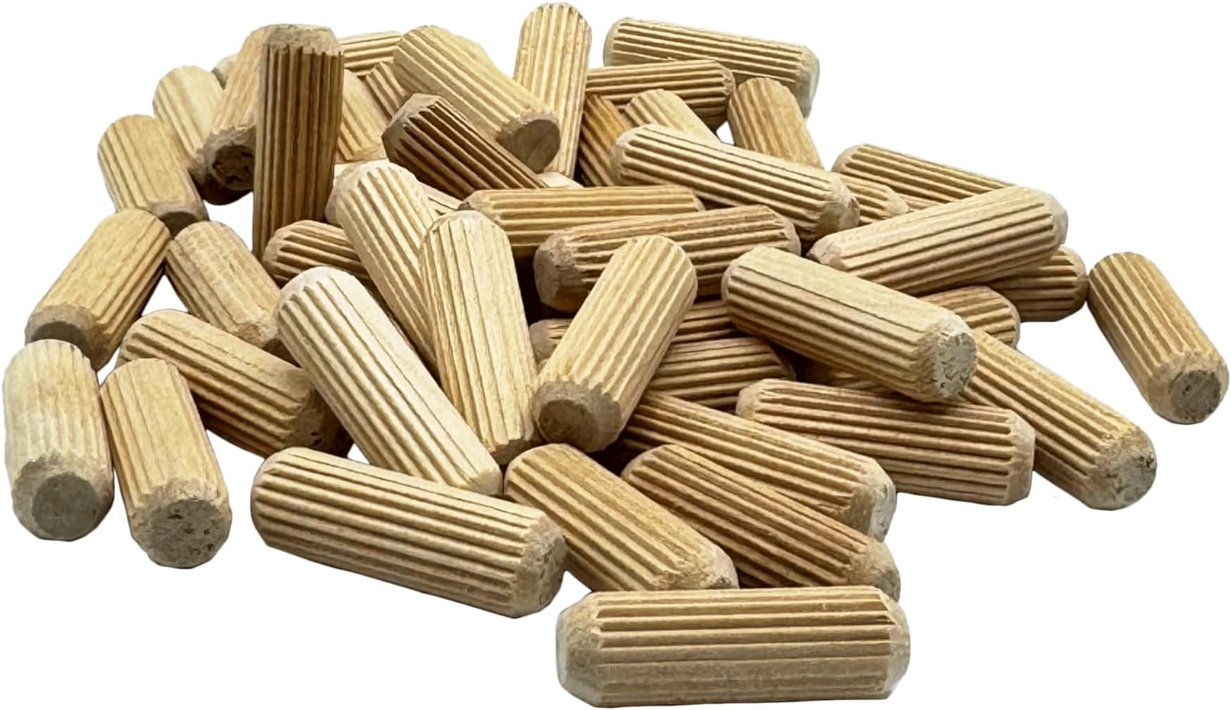 5/16" x 1" - 100 Pack Wooden Dowel Pins - Kiln Dried, Fluted, and Beveled (5/16" x 1", 100pk)