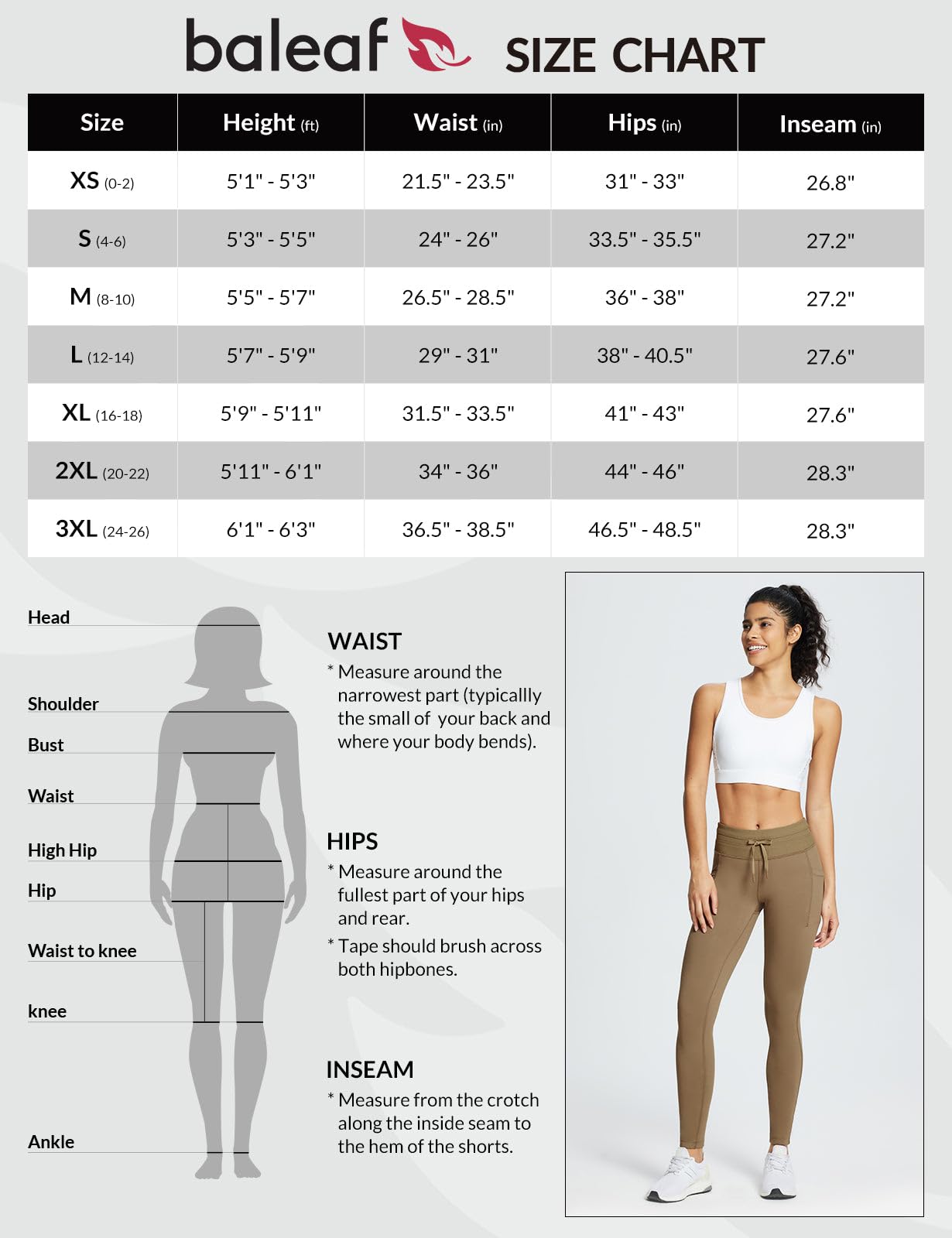 BALEAF Leggings da donna in pile, impermeabili, a vita alta, con tasche, invernali, yoga, corsa
