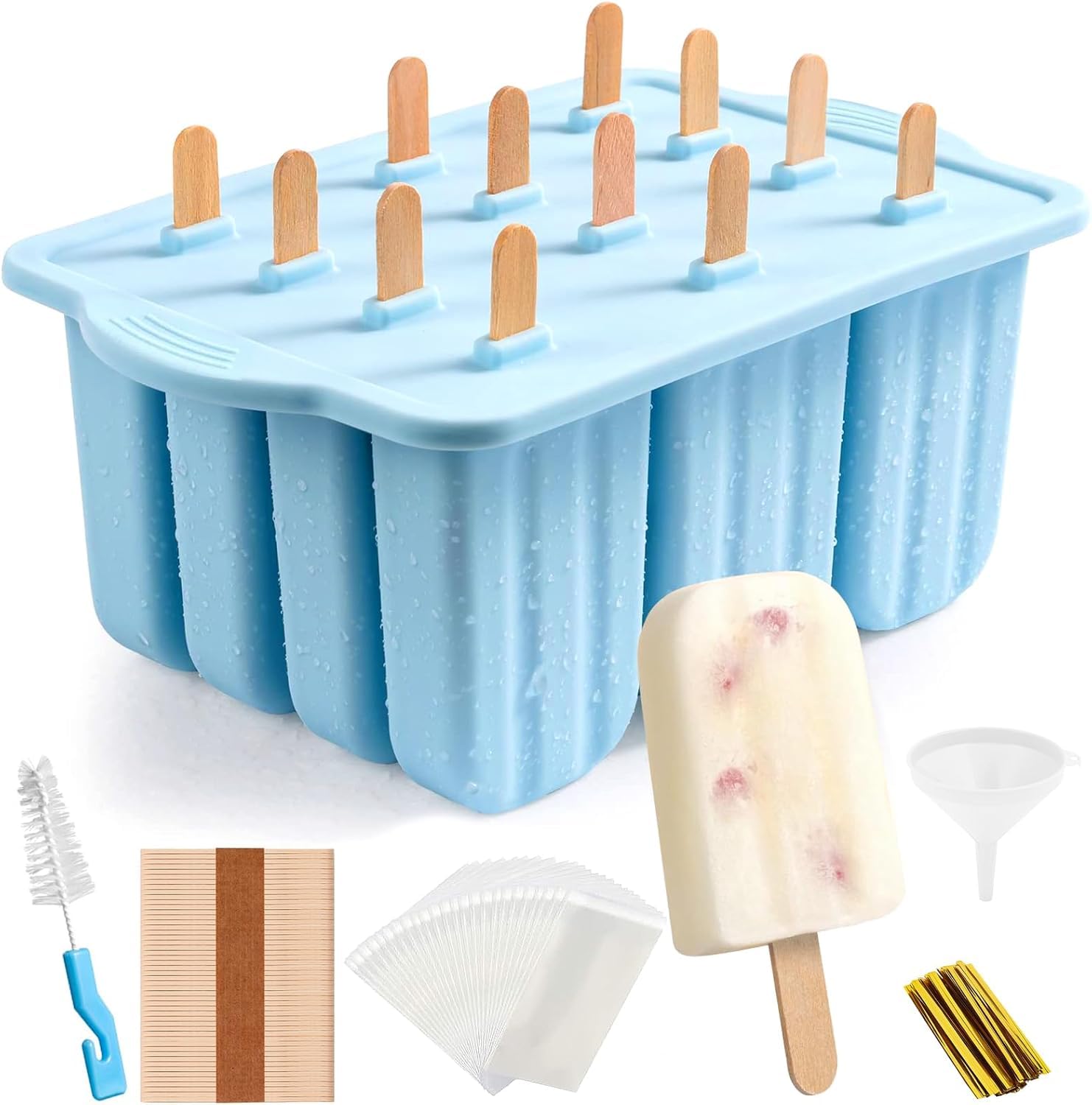 Purpledi Moldes para Helados de Silicona, Molde para Helados y Polos, Set de Moldes para Polos DIY sin BPA para Niños, Moldes Reutilizables para Polos