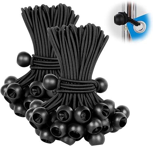 100 lazos elásticos de bola, cuerdas elásticas de 4 pulgadas, resistentes para toldos, lonas con bolas para campamento, refugio, carga, postes de