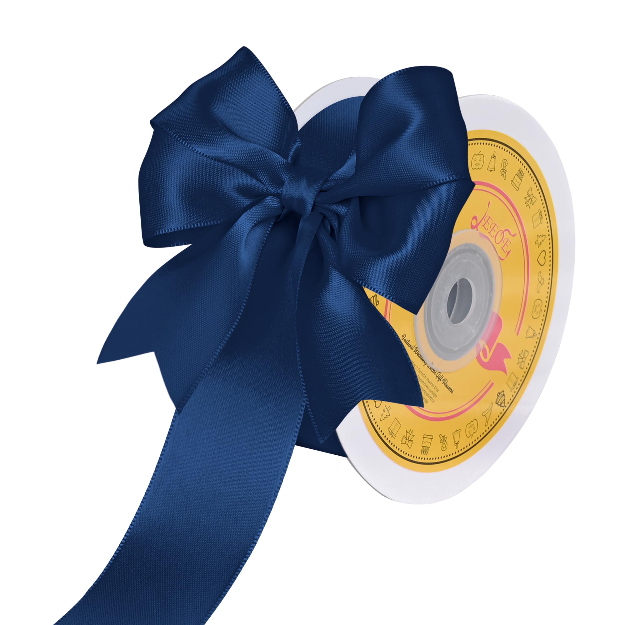 Double Face Navy Blue Satin Ribbon 1-1/2 inch X 25 Yards Polyester Navy Blue Ribbon for Gift Wrapping Very Suitable for Weddings Party Hair Bow Invitation Decorations and More