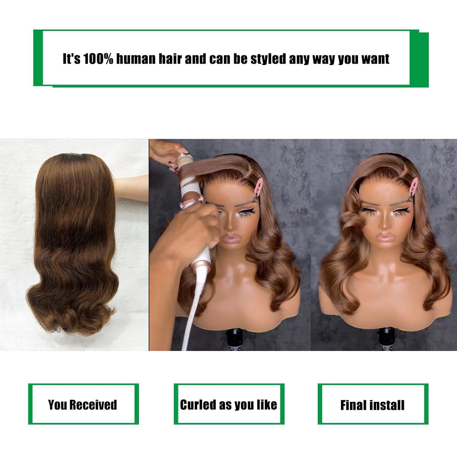 Douyin Light Brown Bob Wig Human Hair 13x4 Frontal Lace Wig 12 Inch Body Wave HD Lace Front Wigs Human Hair Pre Plucked Glueless Bob Wigs for Women (#4 Brown, 12 Inch) - Image 5