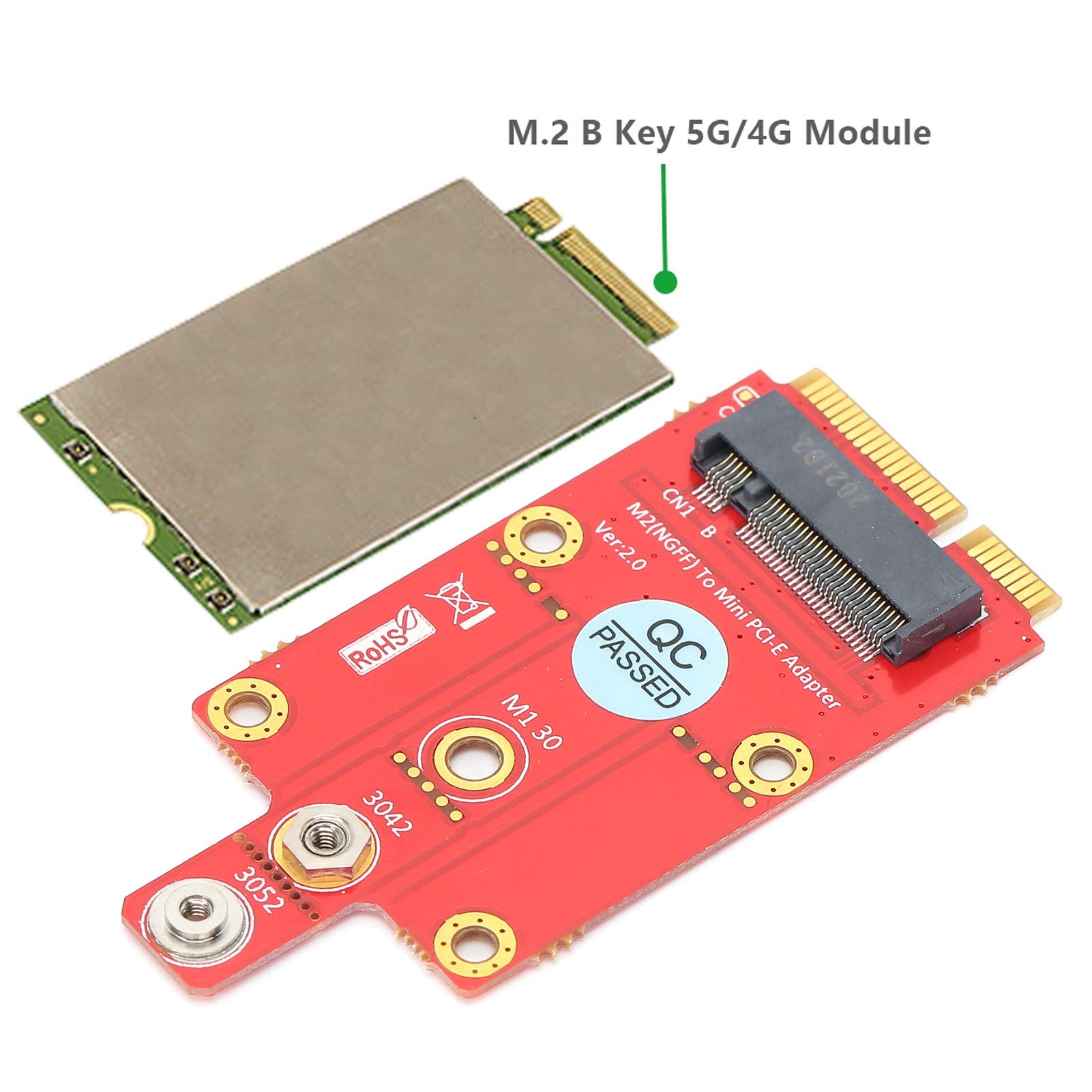 Fdit Mini PCI Express Adapter do komputerów stacjonarnych, M.2 NGFF B na adapter mini PCIe obsługuje port USB modułu WWAN oparta na SSIC, klucz B 3042/3052