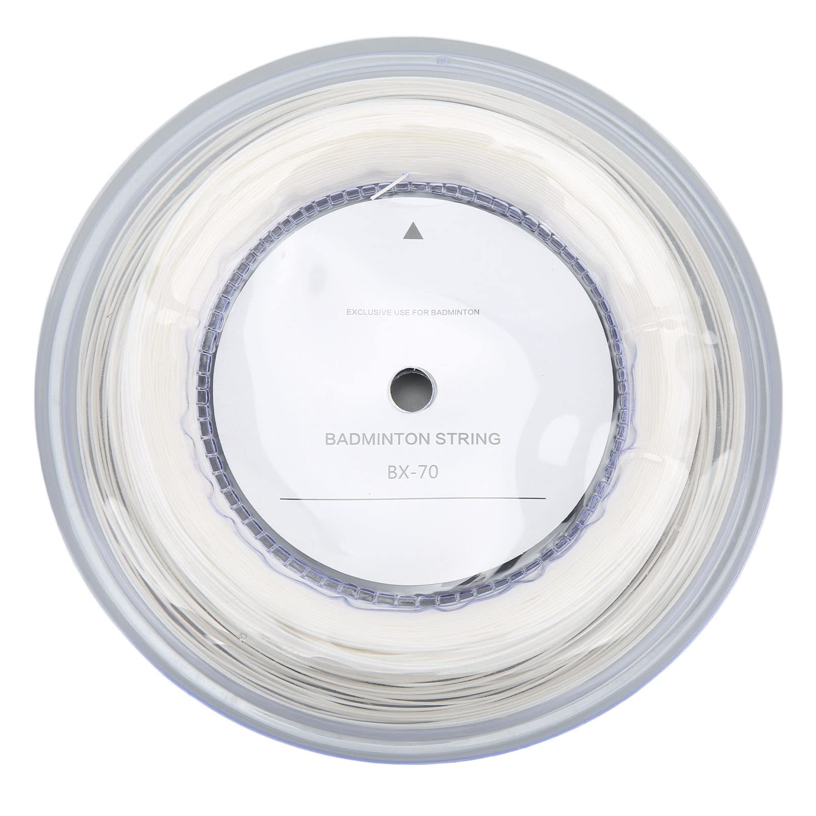 Keenso Cuerda de Raquetas de Bádminton POWERTI BX70, Cuerda de Raqueta de Bádminton de Nailon de Alta Elasticidad, Cuerda de Bádminton de 0,7mm, Carrete de 200m (Blanco)