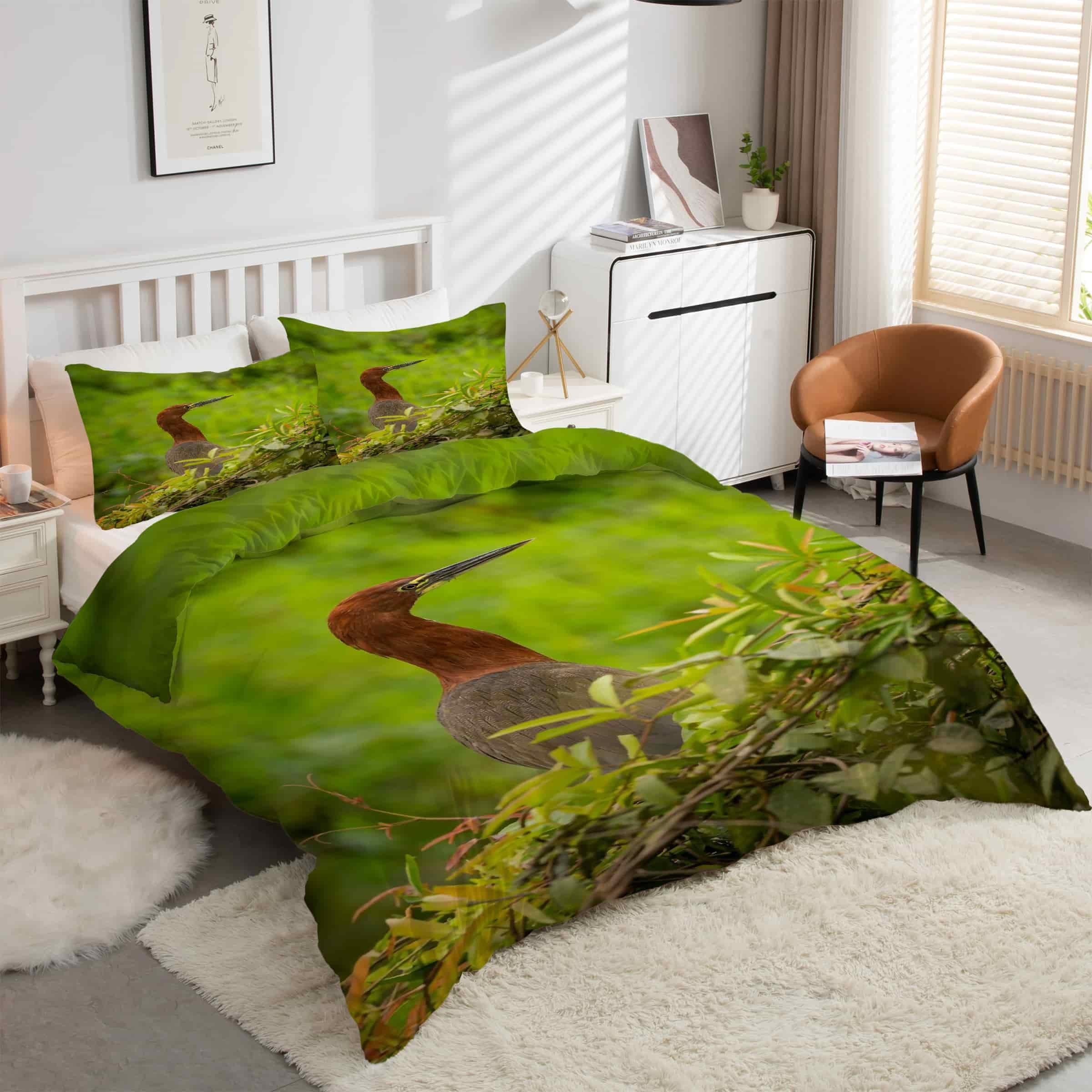 Parure de lit 90x190 héron en microfibre douce haute densité texturée