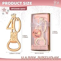 Vista 2 de 24 cajas de abrebotellas con temática de oro rosa para cumpleaños número 40, regalos de fiesta de boda, recuerdos de fiesta de cumpleaños
