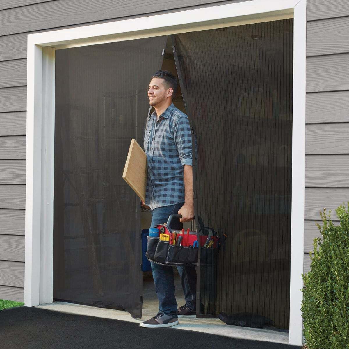Magic Mesh Garage- zanzariera magnetica a mani libere, adatta per porte singole da garage, 2,3 e 2,4 m