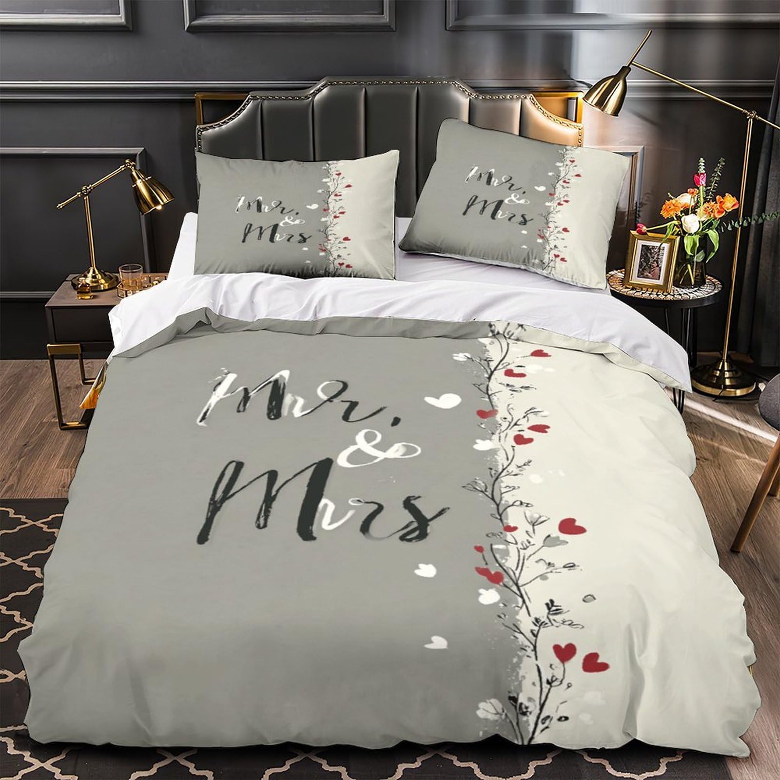 Housse de couette Super King 260x220cm en microfibre léger avec 2 taies d'oreiller imprimé 3D