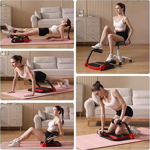 Miniatura 4 de Máquina de abdominales con bandas de resistencia para ejercicio abdominal, 3 niveles ajustables, equipo de ejercicio de sentadilla para gimnasio en