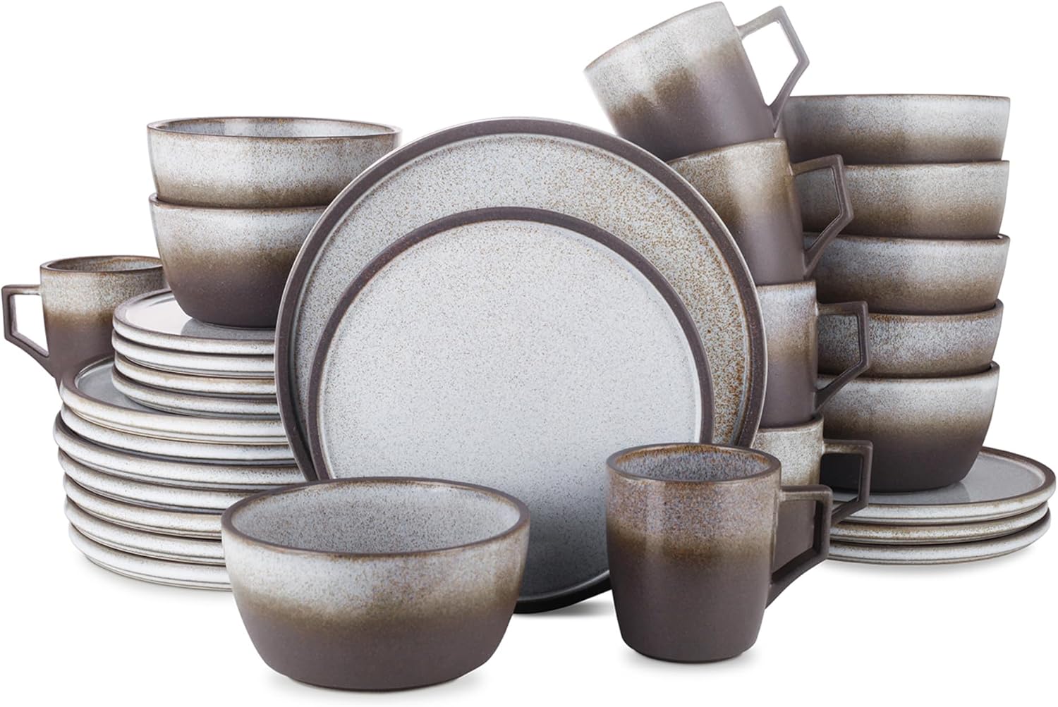Stone Lain Vince Stoneware Reactive Glaze Dinnerware Set, 16 Piece Service for 4, Gray