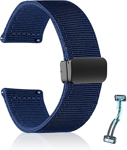20mm 22mm Watch Band Compatible with Samsung Galaxy Watch 6 Band, Nylon Quick Release Replacement Strap with Magnetic Buckle for Women Men