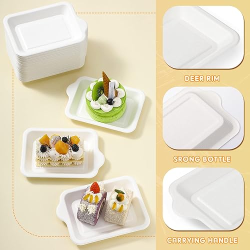 Miniatura 6 de 300 platos de papel pequeños, platos desechables, platos de papel, platos cuadrados blancos a granel, platos de postre, platos de papel para tartas,