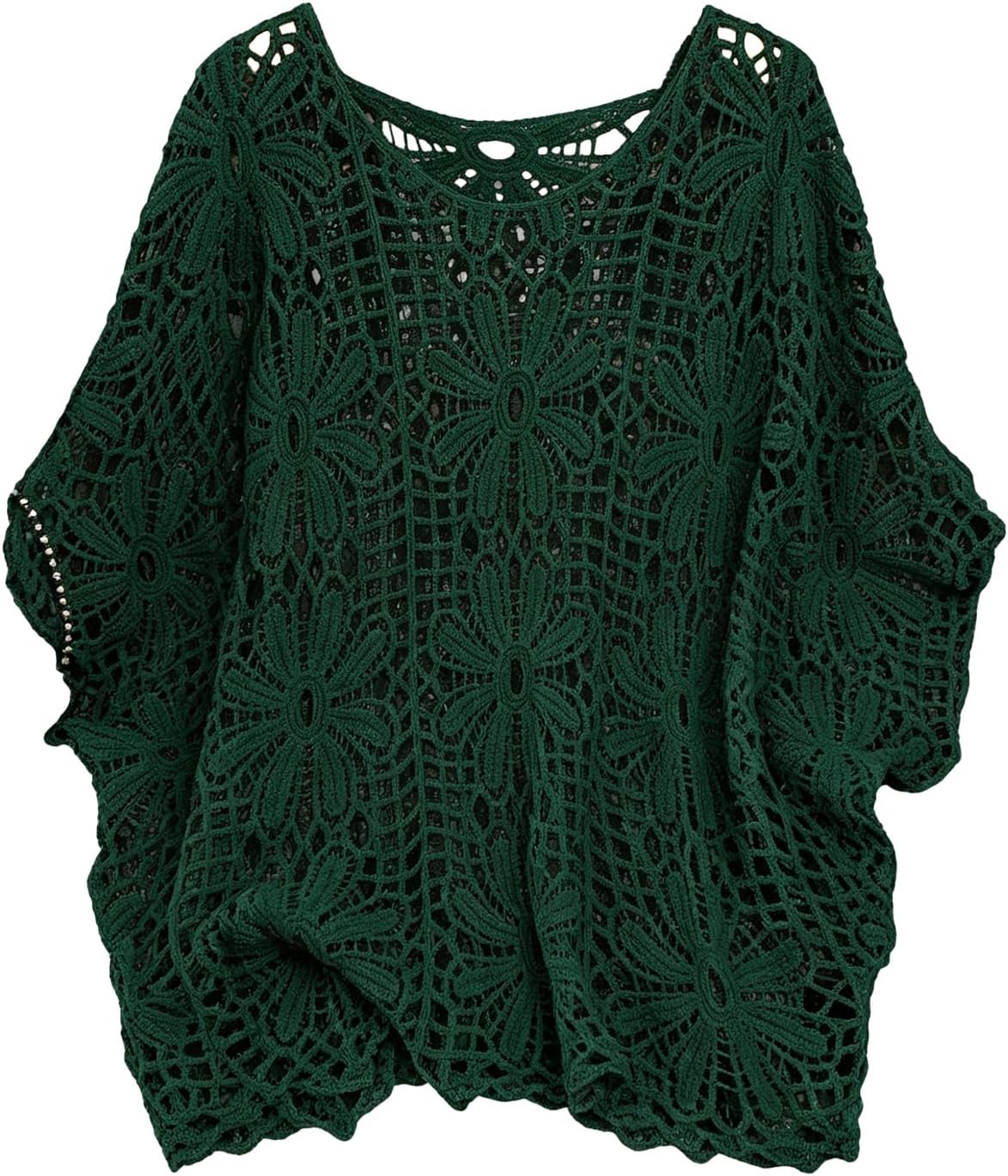 MakeMeChic Women's Plus Size Crochet Tops Boho Beach Cover Ups