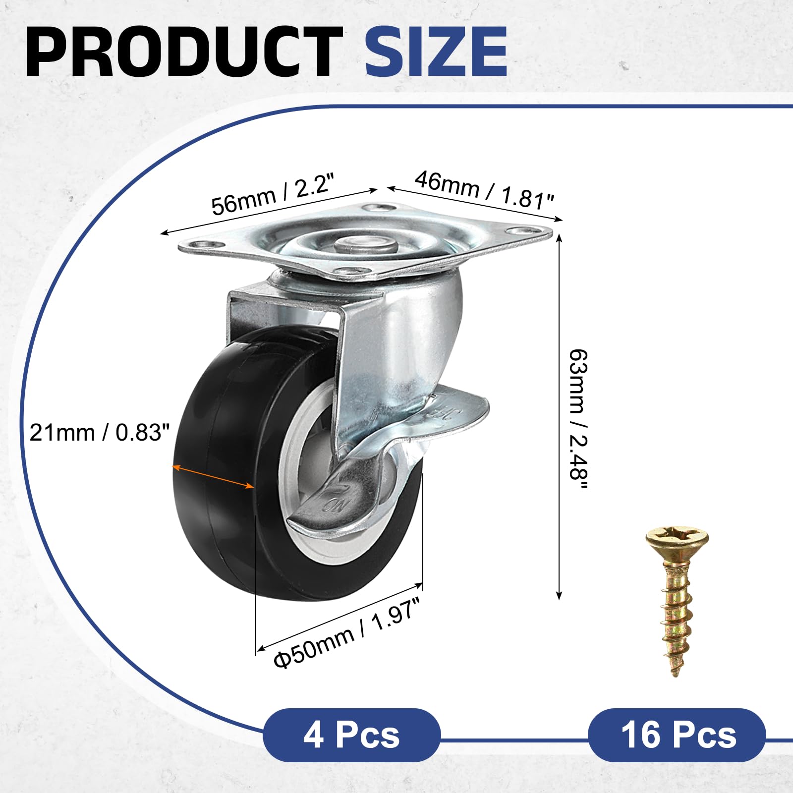 PATIKIL 2 Inch Caster Wheels - Image 2