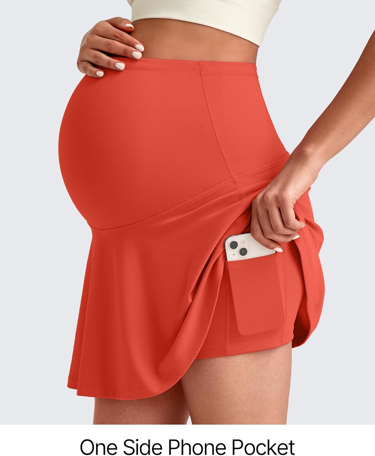 G4Free BareFeel Maternity Tennis Skirt with One Pocket Over The Belly Stretchy Pregnancy Workout Skorts Inner Shorts Golf - Image 4