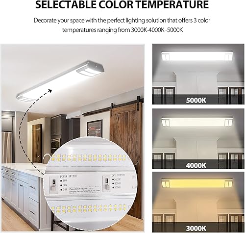 Miniatura 3 de ANTLUX Lámparas LED de 4 pies 3000 K 4000 K 5000 K seleccionables 30 W40 W50 W regulables de 4 pies para cocina lavandería oficina