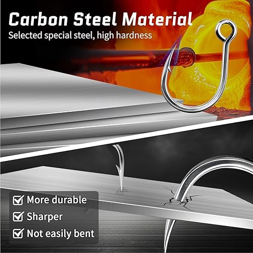 Miniatura 3 de Ganchos individuales en línea de pesca - en línea ganchos para gancho agudos reemplazo para señuelos tapones agua salada agua dulce tamaño 6 4 2 1