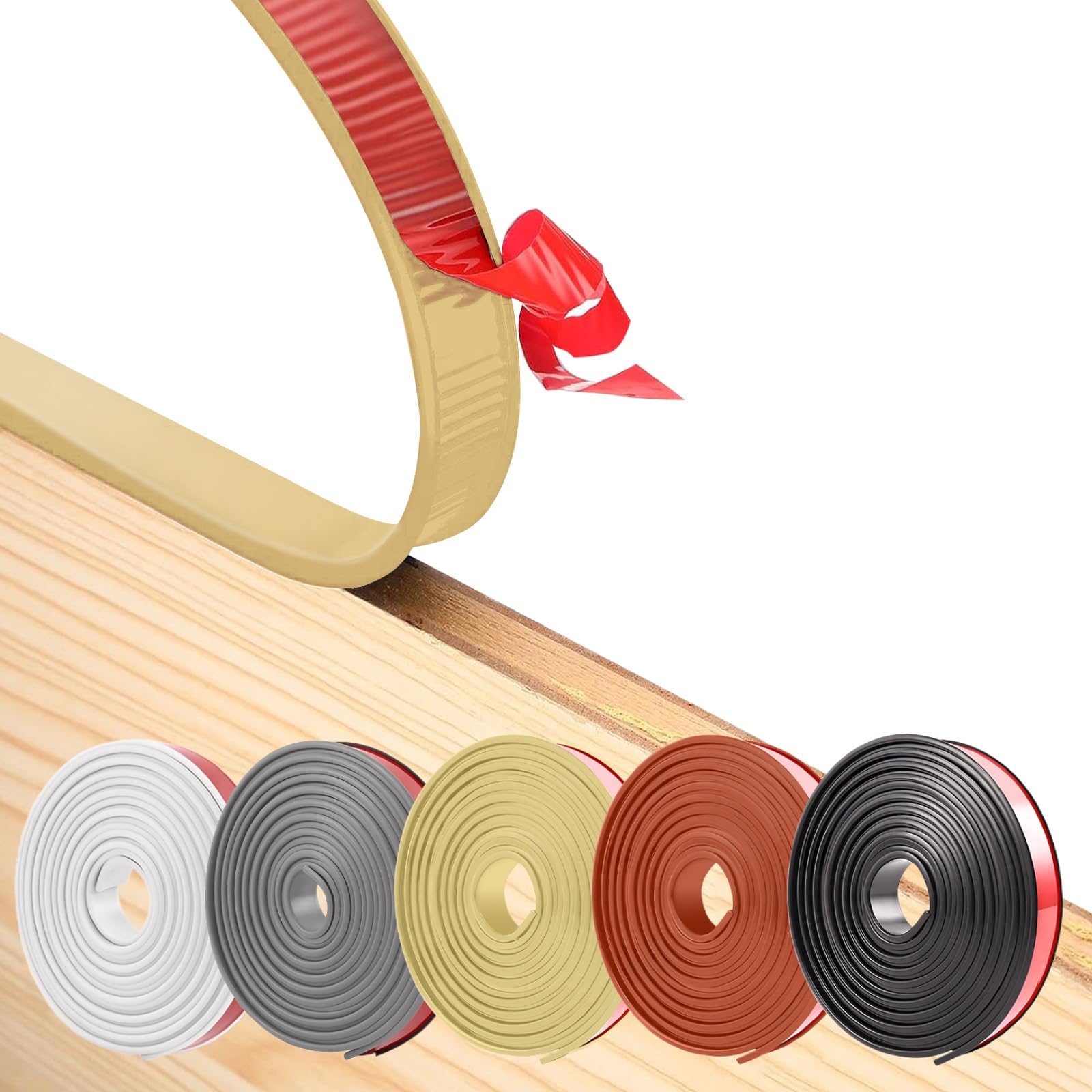 RONSEN U-Förmig Selbstklebend, 5M TPE Möbelkantenband für Tischkantenschutz, Schrankreparatur, Möbelrestaurierung und Renovierung (Beige, 5m*16mm)