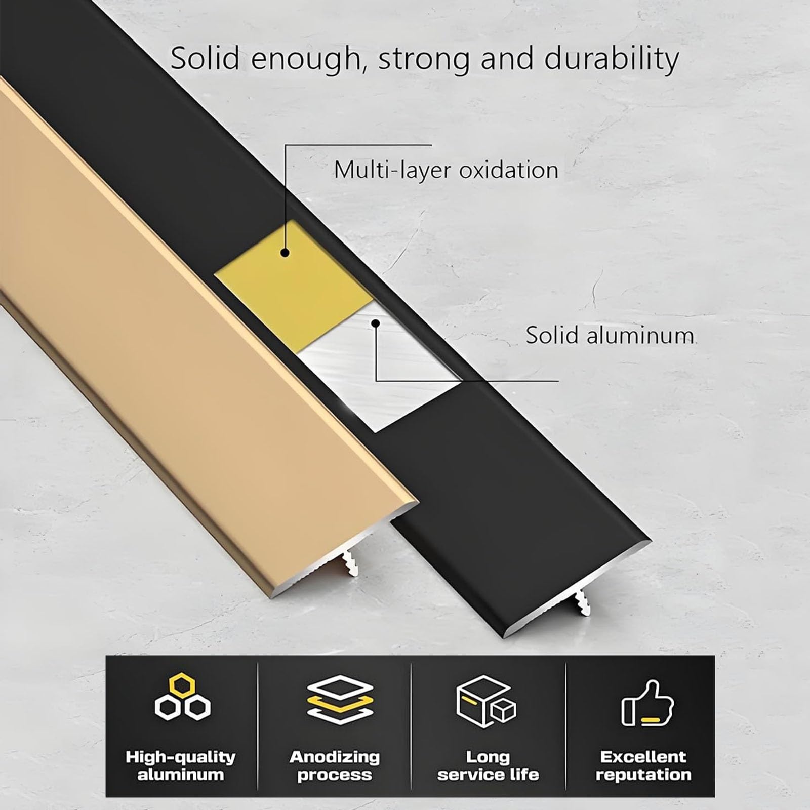 Aluminiowa listwa tratowa do laminatu drewna i płytek, 3 szt. d osłona przegubu o szerokości 90 cm (1,5 cm) profil podłogowy do bezszwowego zawiasu