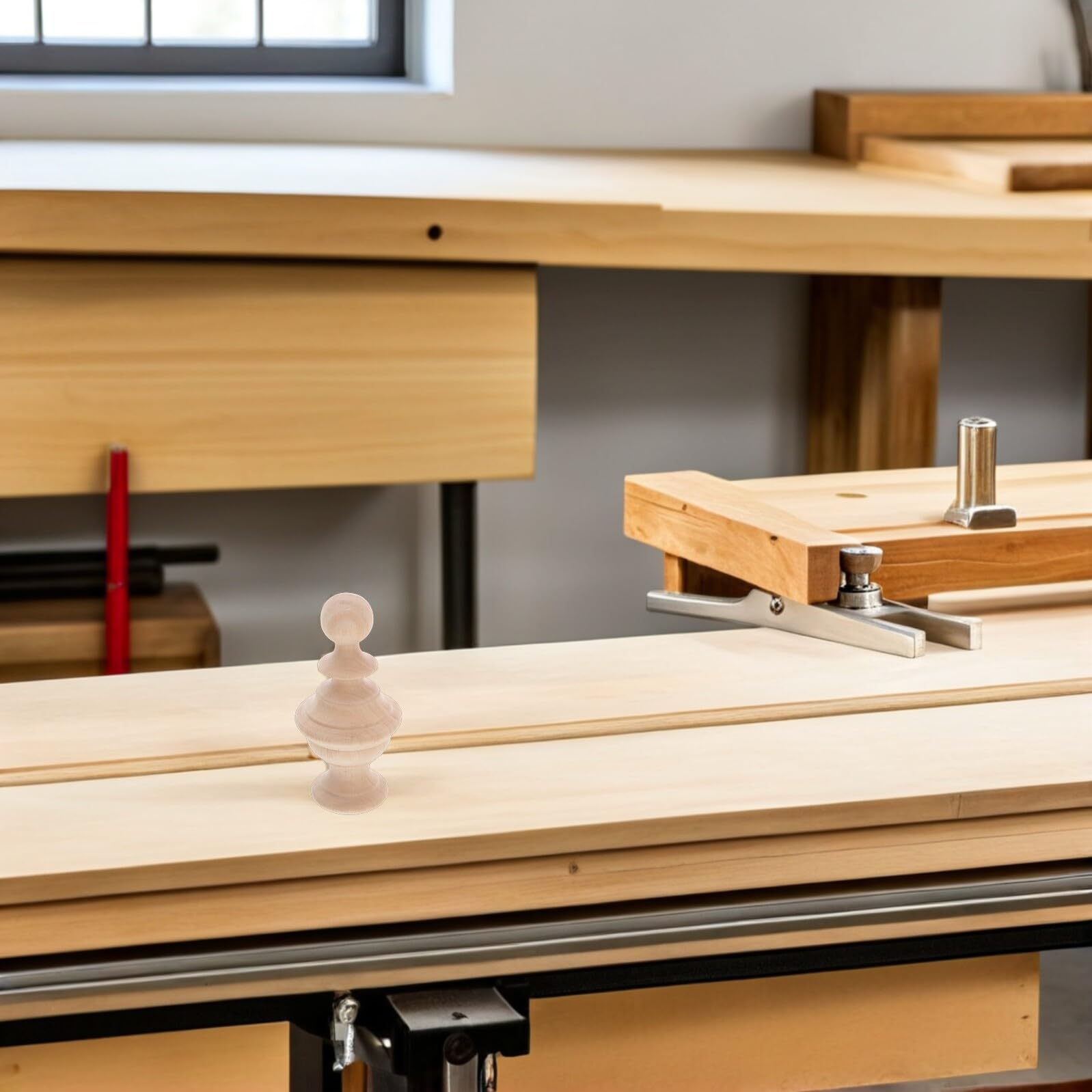 WOONEKY Remates Decorativos de Madera Resistentes Acabado Natural 3 Piezas para Postes de Cama y Barandillas de Escalera para Decoración Hogareña