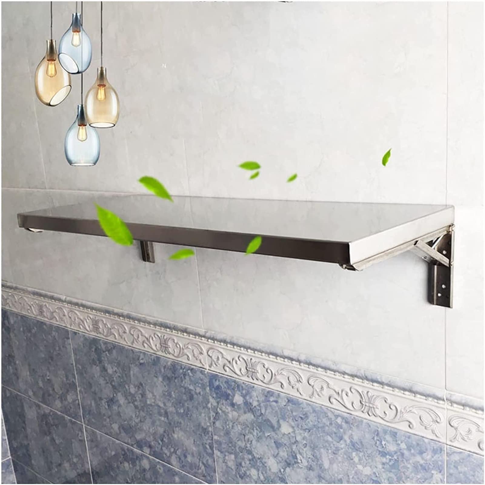 Table murale rabattable en acier inoxydable de 100x40 cm pour optimiser les petits espaces