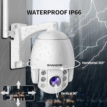 BOAVISION PTZ Camera، Mini PTZ Speed Dome WiFi IP Camera 1080P Outdoor 4mm Fixed Lens Wireless Camera IR 196FT Two Way Audio