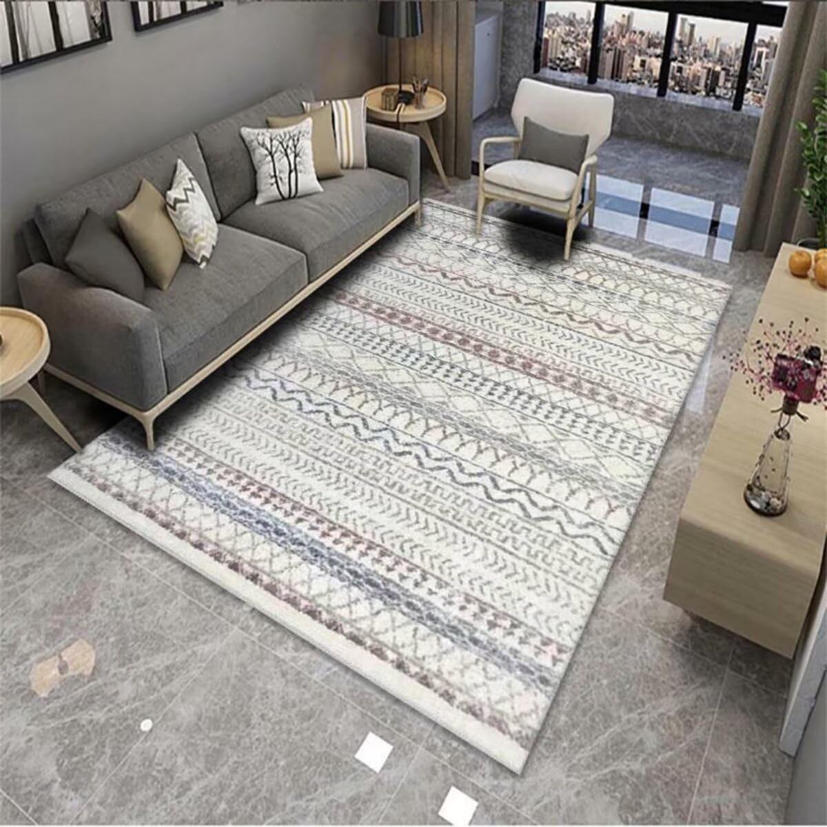 Tapis de canapé gris 80x200cm antidérapant et personnalisable pour salon