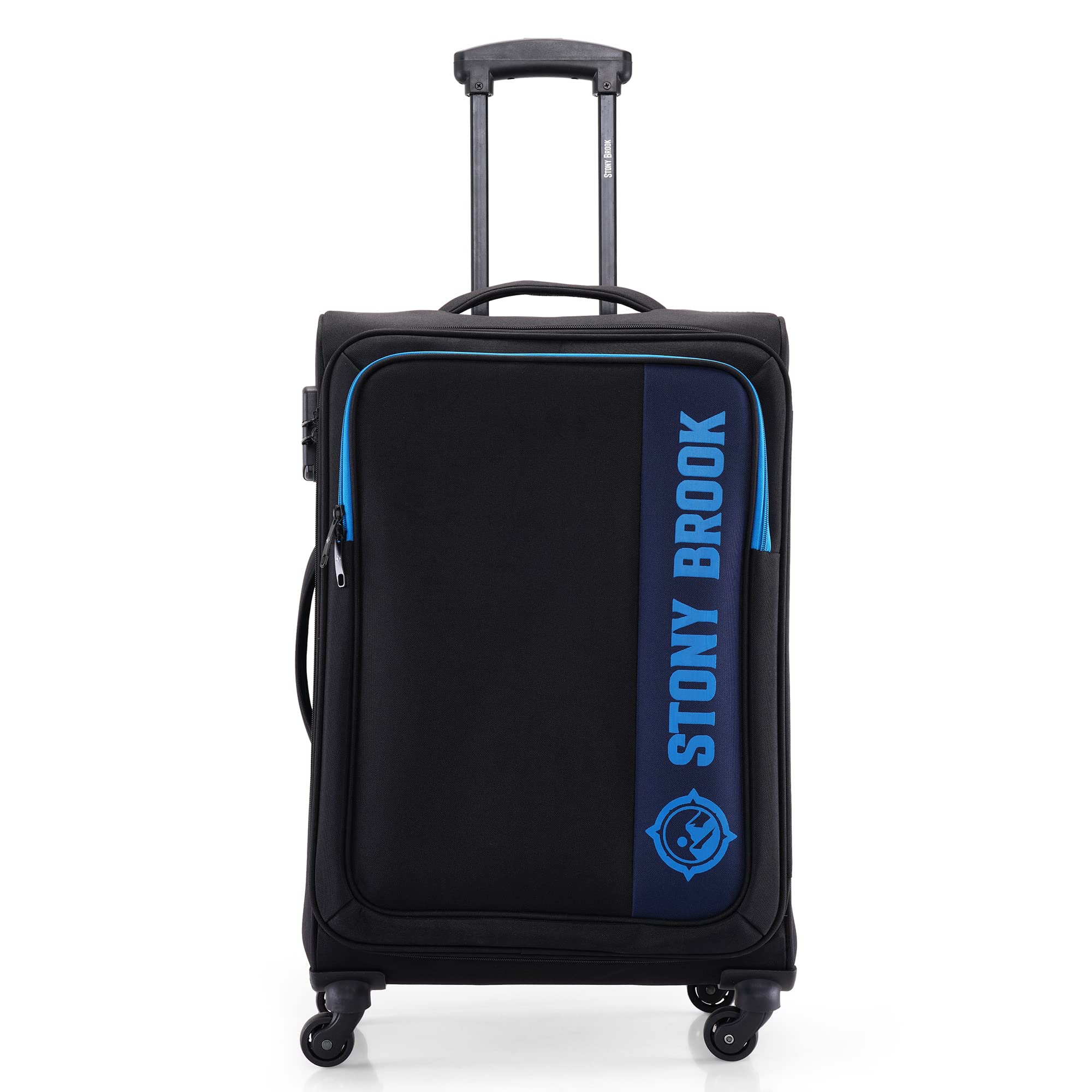 Nasher Miles Classic 65 Cm 24 Inch Polyester Soft-Sided 4 Wheels Spinner Check-in Luggage Trolley Bag (Black)