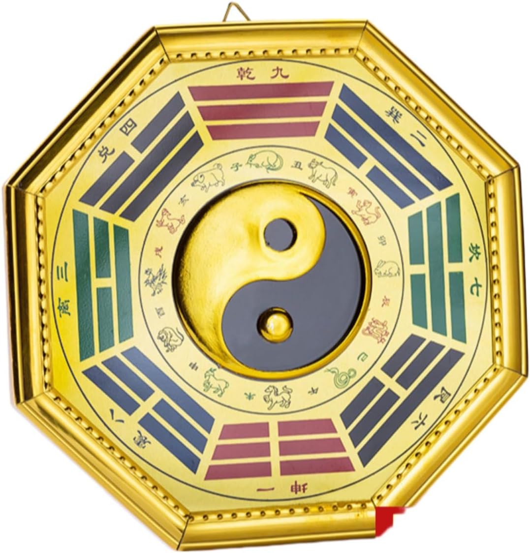 金边太极八卦镜凹凸面黑白阴阳鱼家用太极九宫图门口 Feng Shui Good Amulet 摆件 fengshui Chinese Tassel Ornaments-840