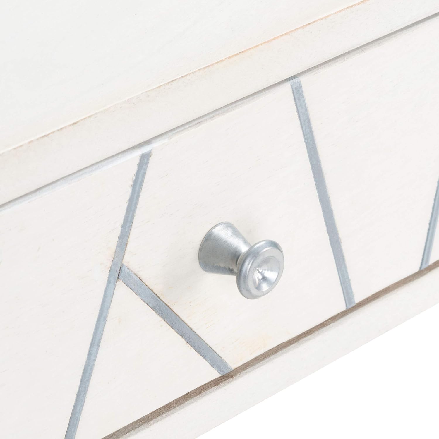 SAFAVIEH Home Office Collection Marigold White Wash and Silver 1-Drawer Hairpin Leg Desk