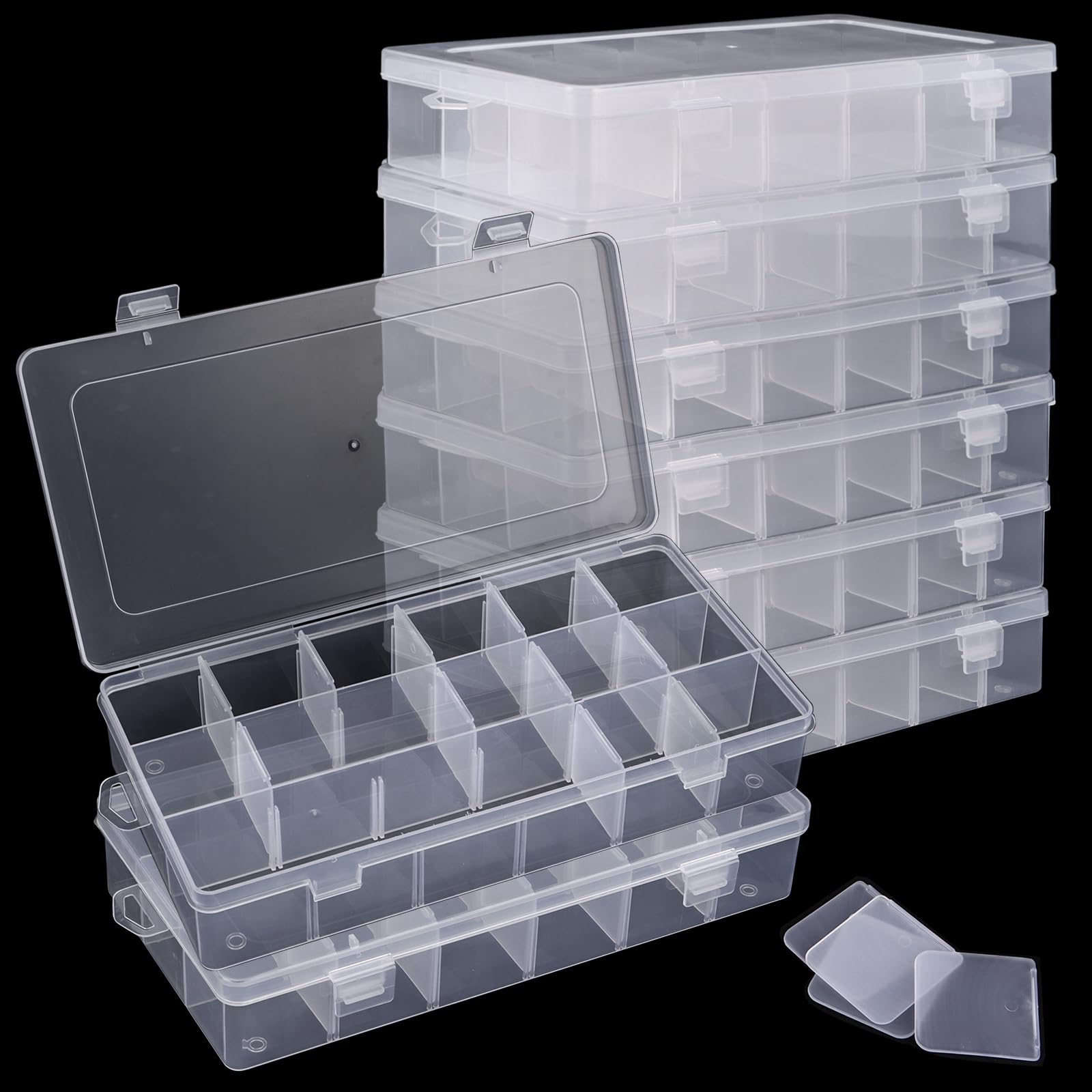 Organizer-Box 2 Stück Transparent Mit Verstellbaren Fächern – Für Schmuck, Bastelzubehör & Kleinteile, 17x9,5x2 Cm