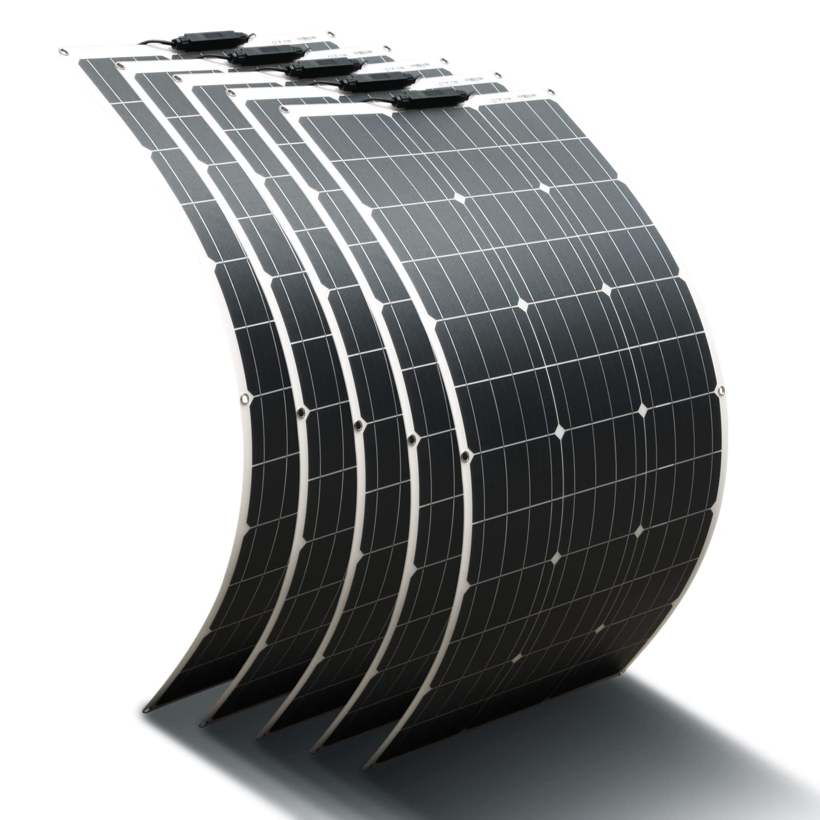 5 Sztuk 100W 18V Panel Słoneczny Panel Słoneczny Elastyczna ładowarka Słoneczna Monokrystaliczne ogniwo Słoneczne Zewnętrzne wodoodporne z kablem ładującym do samochodów, łodzi, RV, akumulatorów 12V
