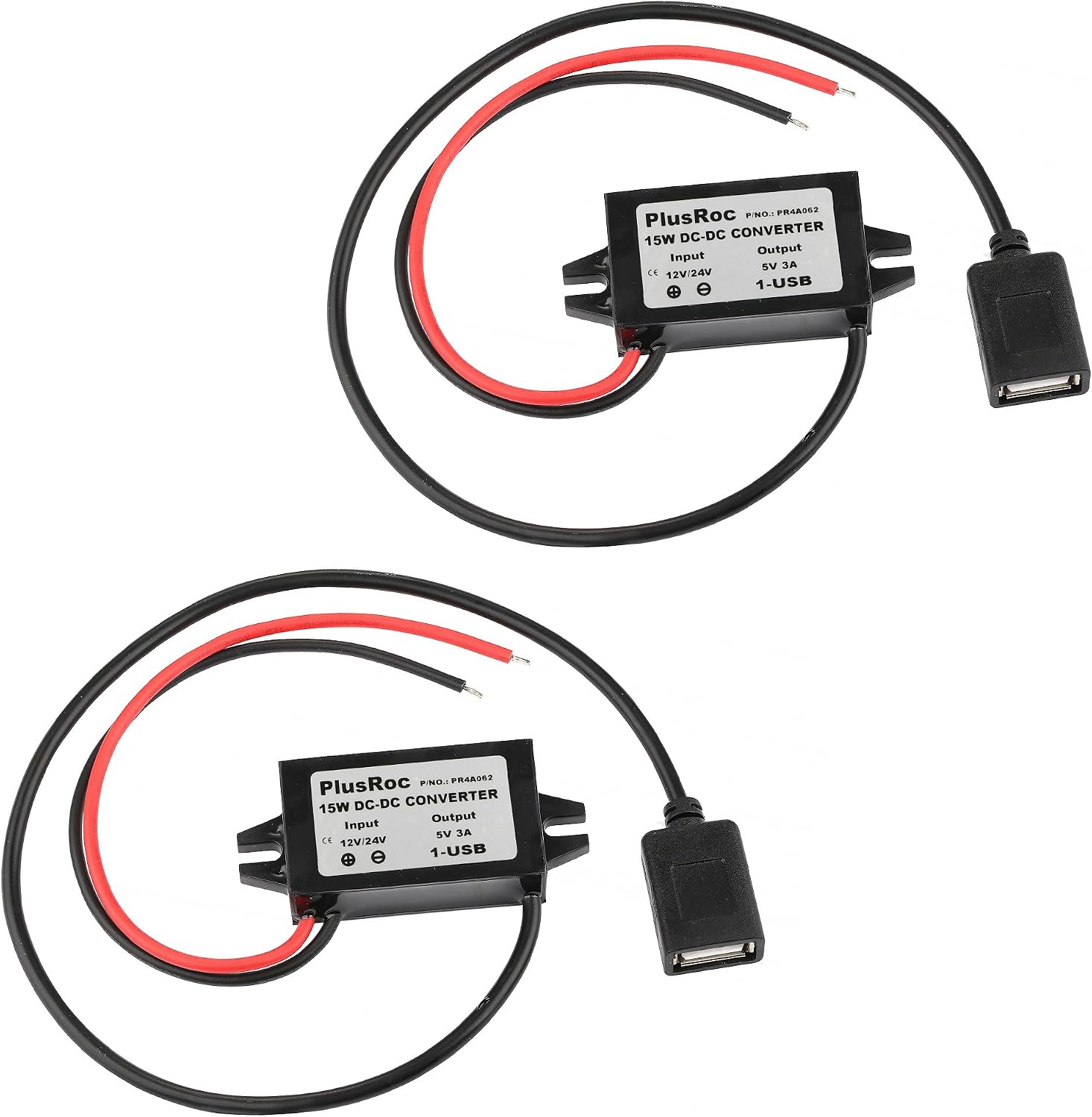 PlusRoc 2-Pack Waterproof DC 12V/24V to 5V 3A Buck Converter, USB-C Output