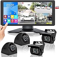 DOUXURY RV Backup Camera System: 10.36" 4K Split Monitor, 4x 1080P HD Cameras, DVR Recording, IP69 Waterproof for Trucks Trailers RVs