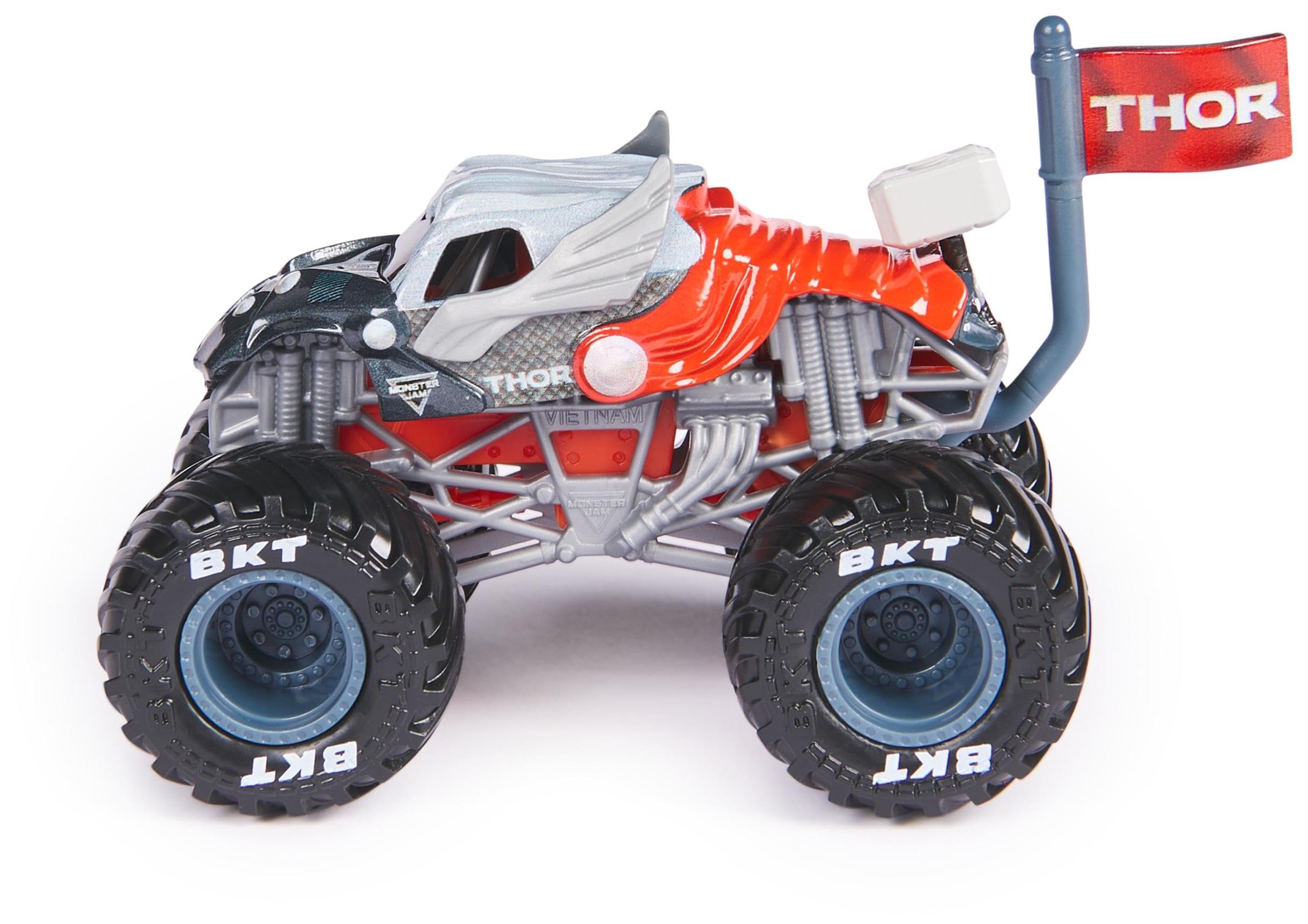 MONSTER JAM, Veicolo Die-Cast Ufficiale Marvel Captain America, in Scala 1:64, Giocattoli per Bambini, 3+ Anni