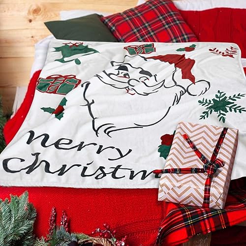 Miniatura 4 de Vessia Manta de Navidad de Papá Noel, manta de Feliz Navidad para sofá, cama, 300GSM, suave, acogedora, linda manta de dibujos animados, regalo para