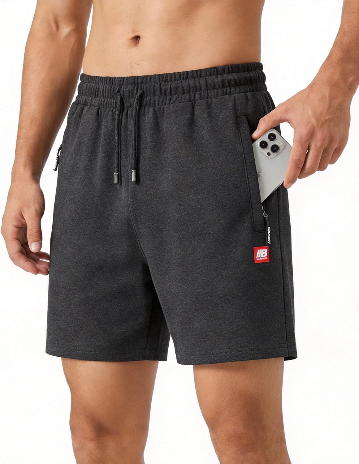 Mens Sweat Shorts Athletic Casual Lightweight Elastic Waist Drawstring Bottom with Pockets
