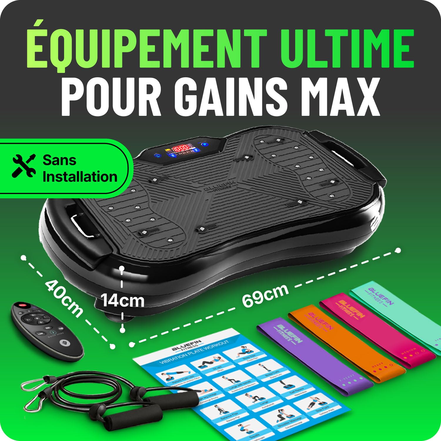 Bluefin Fitness Plateforme Vibrante Machine d'exercice à Vibrations pour Tout le Corps
