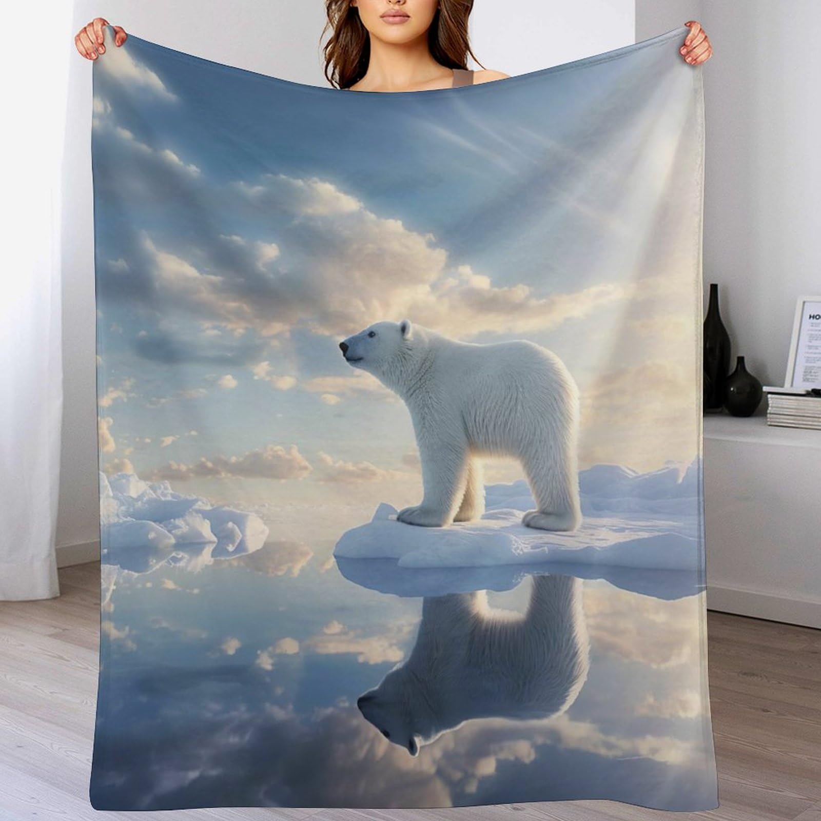 Plaid ours polaire couverture en peluche souple aux finitions soignées