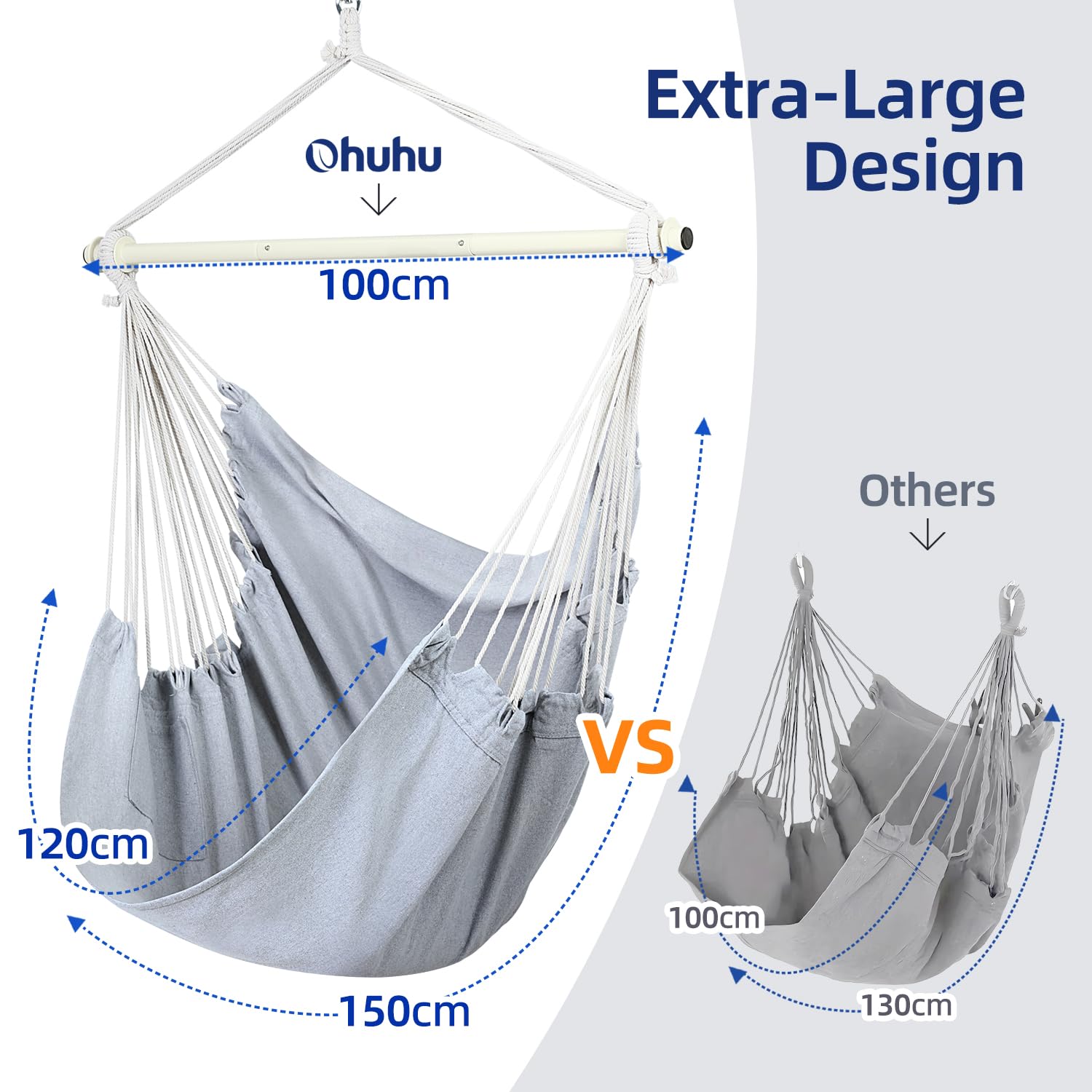 Ohuhu Hangmat Stoel Relax Swing Stoel Katoen Weave voor Superior Comfort Duurzaamheid Indoor Outdoor Slaapkamer Patio Yard Tuin