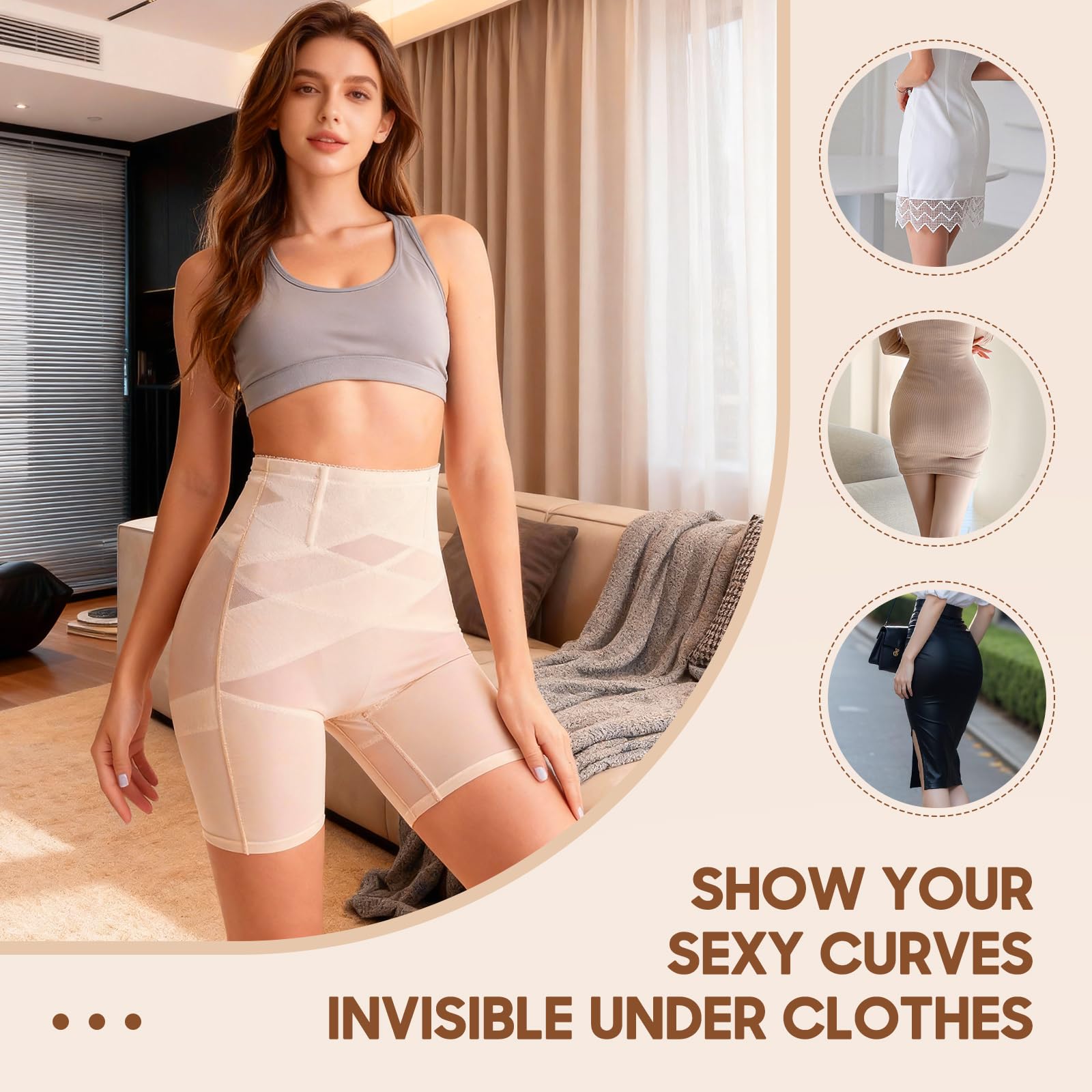 Shorty Gainant Femme Gaine Ventre Plat Taille Haute Culottes Sculptantes Short Invisible Panty Shapewear