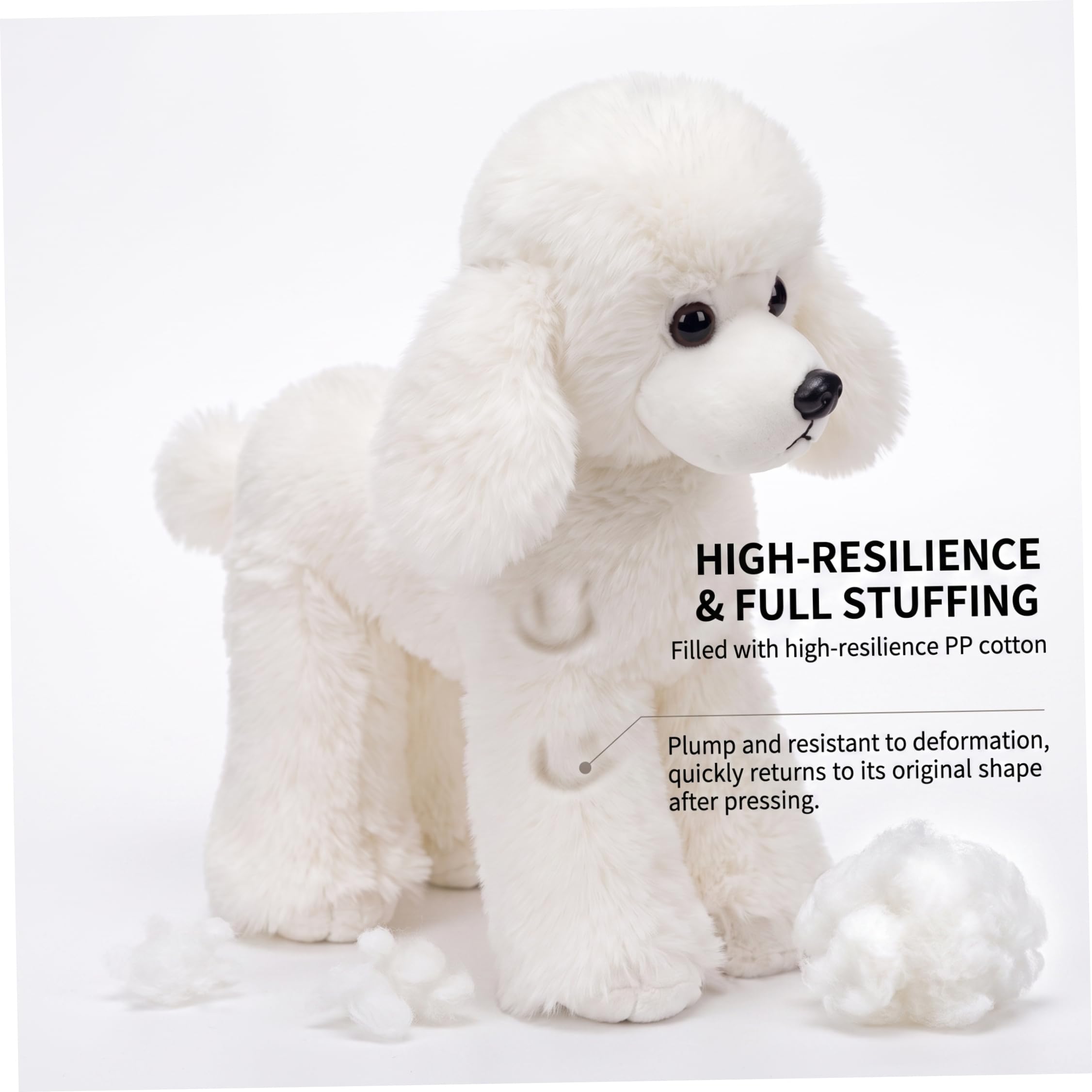 Peluche per Cani, Simpatico Giocattolo di Peluche Barboncino Realistico, per Bambini, Bianco, 12, 6 Pollici