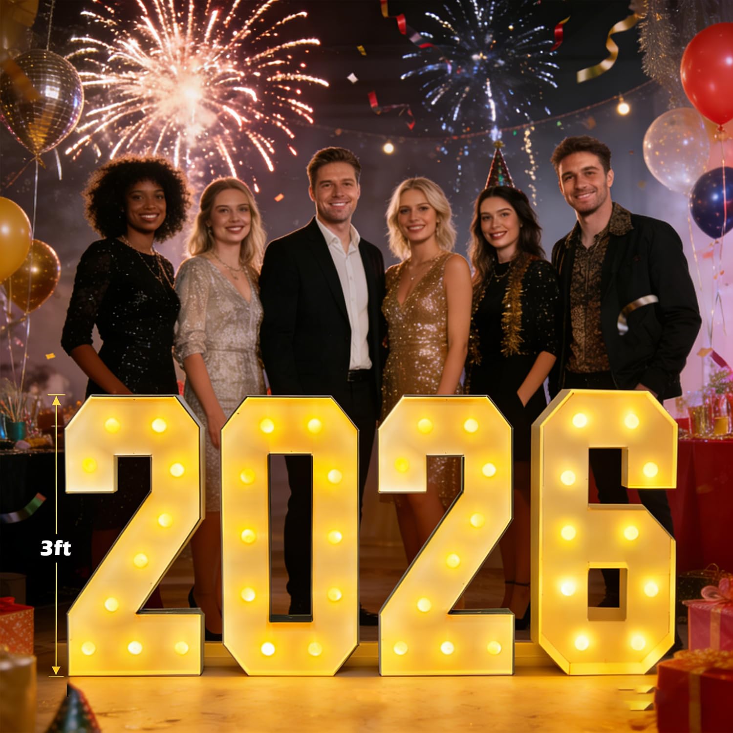 Photo 1 of LANGXUN 3ft GRAD 2026 Numbers Kit for Graduation Decorations Photo Backdrop, Large LED Marquee Light Up Letters, Class of 2026 Ornaments Sign for High School Party Supplies Décor (2026)