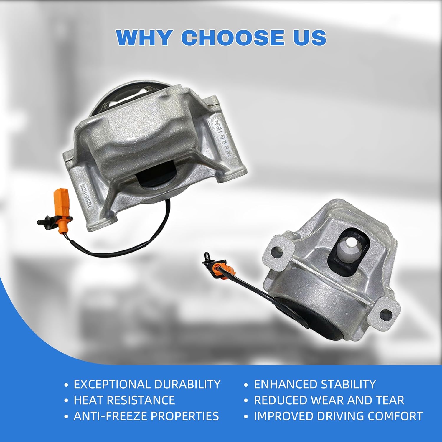 Hydraulic Front Engine Mount Kit Left with Sensor Wire 2 Pcs Compatible with 2009-2015 Audi A4 A5 Quattro Q5 L4 2.0L V6 3.0L or 3.2L Front Motor Mount Set