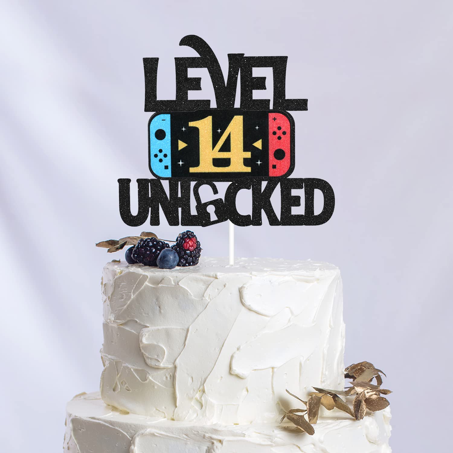 Level 14 Unlocked Game Birthday Cake Topper - Video Game Boy's 14th Birthday Game On Party Cake Supplies - Gaming Level Up Winner Party Decoration