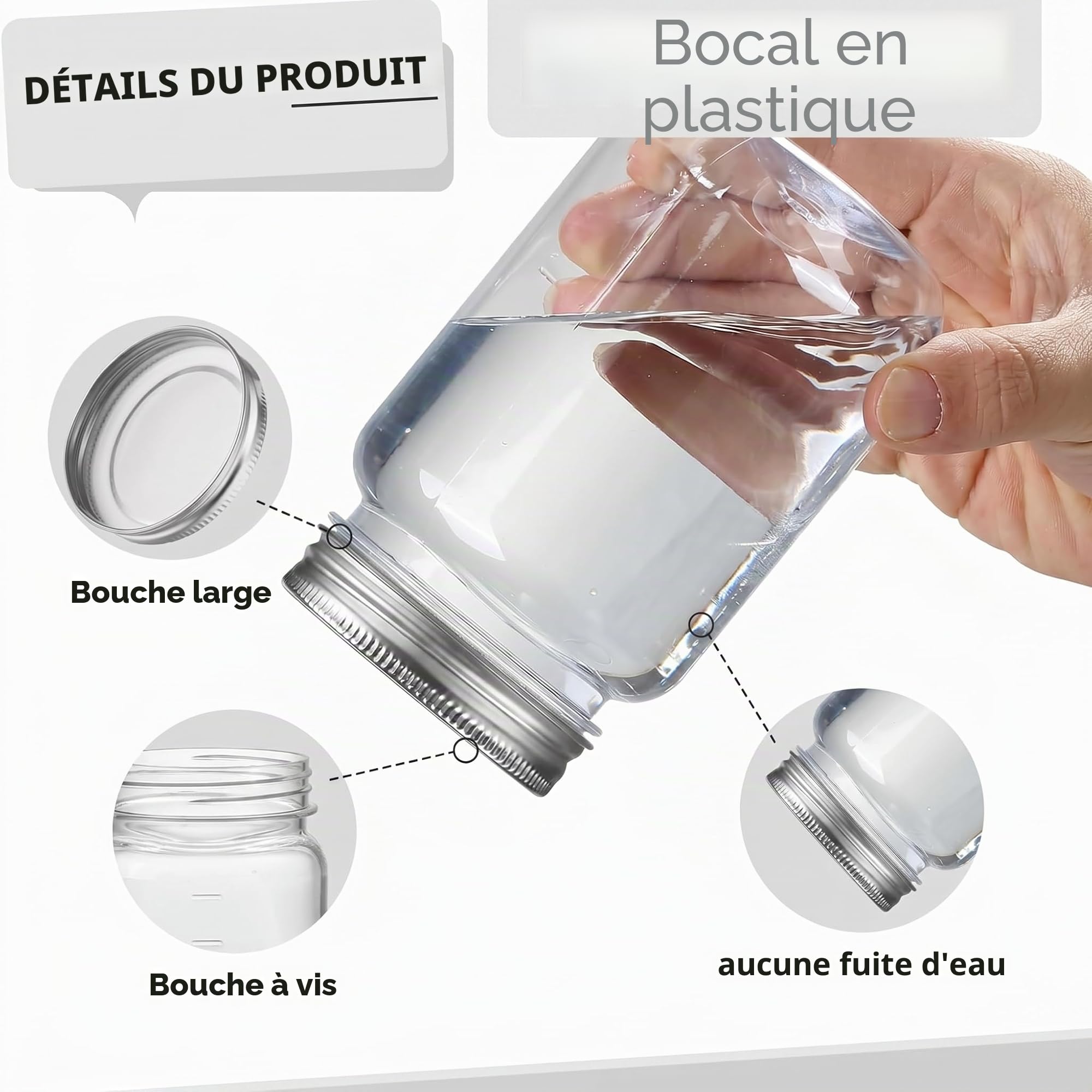novelinks pot en plastique transparent de 16 oz avec couvercle rotatif - récipient de stockage de boue en plastique réutilisable, rond et vide - sans bisphénol A (paquet de 10)