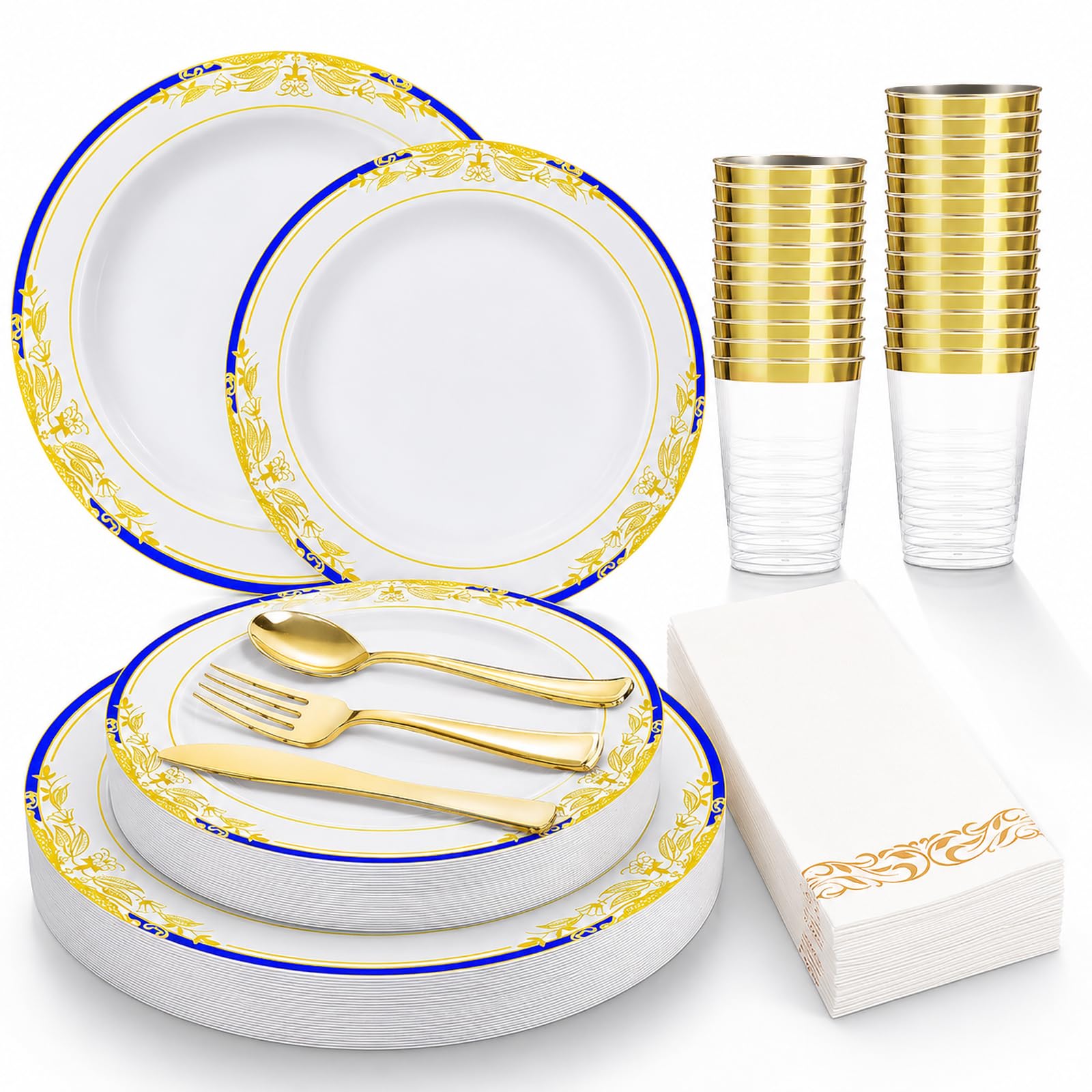 Gold Disposable Plates Set - Elegant Party Plates -1 Gold Disposable Plates Set - Elegant Party Plates -1